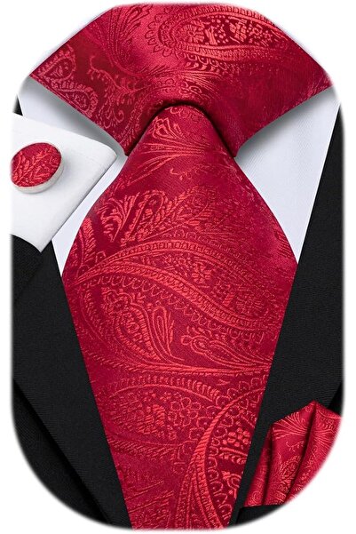 Dubulle Mens Paisely Silk Tie for Men Necktie and Pocket Square Set