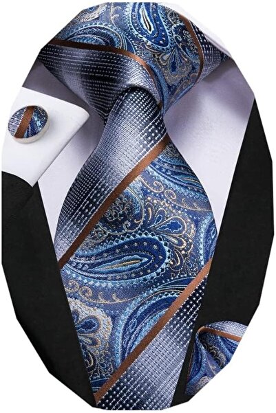Dubulle Mens Paisely Silk Tie for Men Necktie and Pocket Square Set