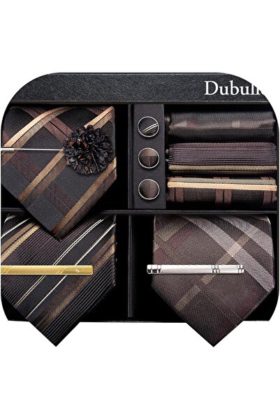 Dubulle Mens Paisely Silk Tie for Men Necktie and Pocket Square Set