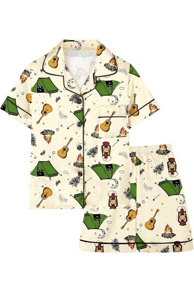 GENERAL Schbbbta Girls Boys Satin Pajamas Set, 2Piece Silk Nightwear Button-D...