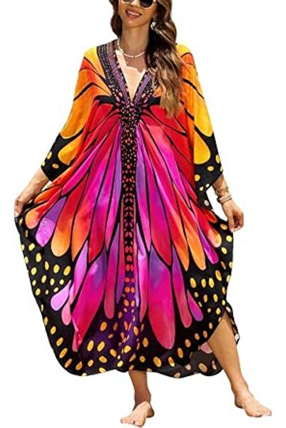 GENERAL Women's Summer Long Beach Dress Kimono Maxi Kaftan Cover ups