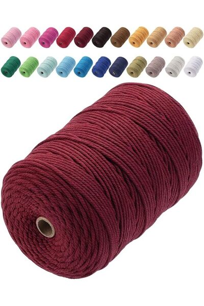 GENERAL Macrame Cord 3mm x 328yards Natural Macrame Cotton Rope Colored Macra...