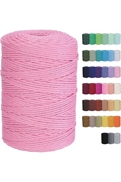 GENERAL Macrame Cord 3mm x 328yards Natural Macrame Cotton Rope Colored Macra...