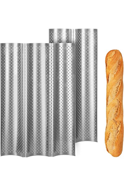 Arabest 2 Pcs Baguette Bread Pans,Nonstick,Heat Resistant,for 2 & 3 Loaves,So...