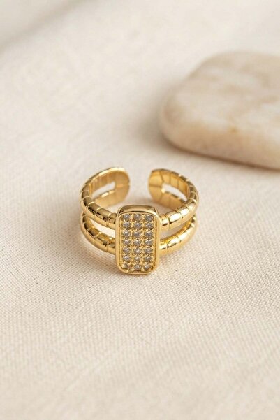 Inure Jewelry خاتم كلاريس باراليبرال فاخر مرصع بحجر الزركون باللون الذهبي