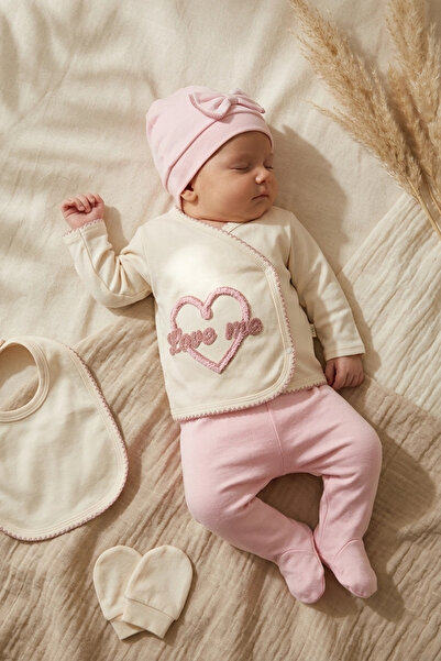 Babydonat Amoré 100% Cotton 5-Piece Newborn Baby Girl Hospital Discharge Set ...