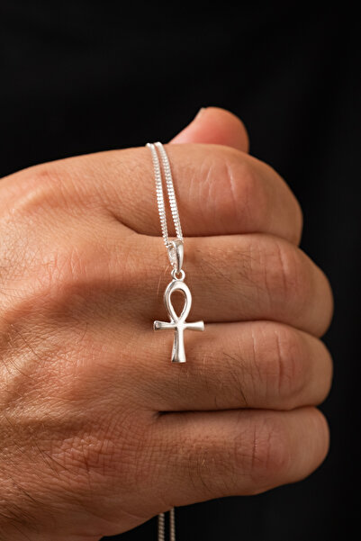 Ebrar Silver Gümüş Ankh Kolye 925 Ayar Gümüş Yaşam Haçı Unisex Kolye Haç Koly...