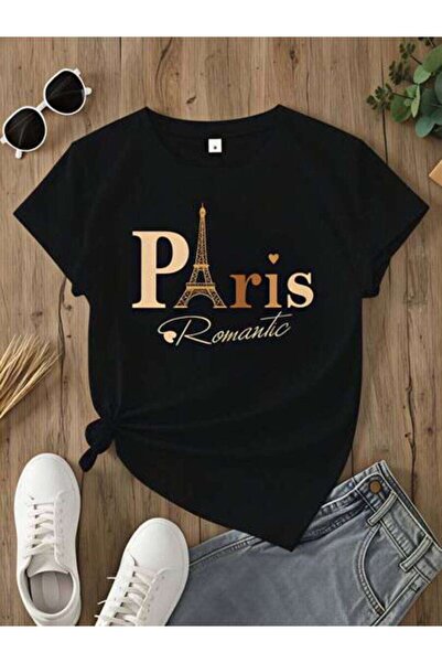 k222 Paris Romantic, Women's Eiffel Tower Design, Pure Cotton T-Shirt, Spring...