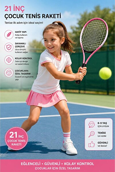 Leyaton Çocuk Tenis Raketi Seti 21 Inç 1 Adet Pembe