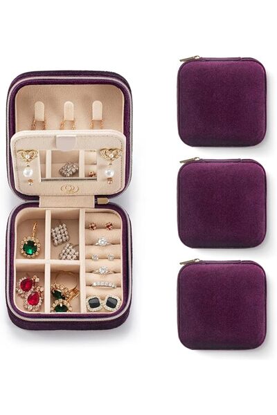 GENERAL ZPROW Plush Velvet Travel Jewelry Case, Organizer, Box, Small Case fo...