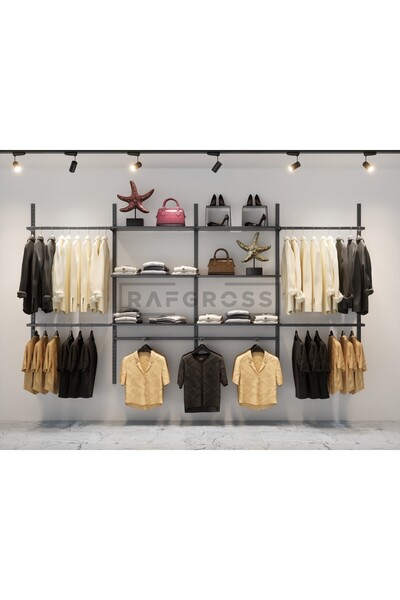 Rafgross 365x200 CM Mağaza Raf Sistemi | Butik Raf Sistemi | Giyim Askılık St...