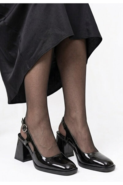 ALFA AKSESUAR 03 Pocer Black Patent Leather Heeled Shoes