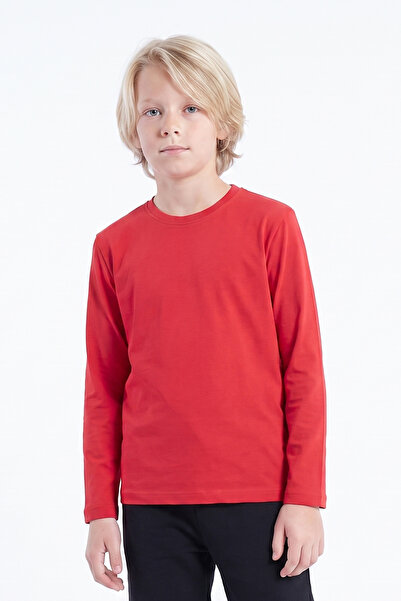 panios kids Erkek Çocuk Basic Düz Renk Uzun Kollu Sweatshirt