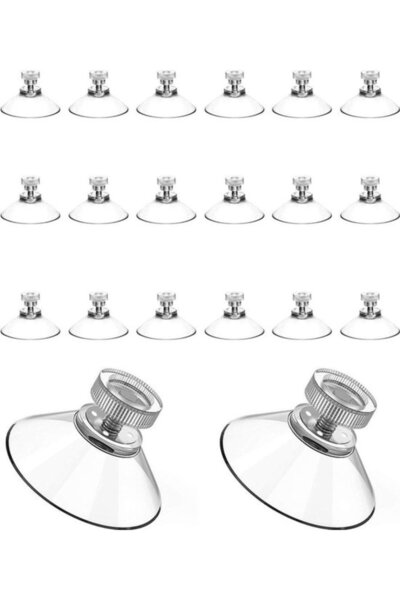 STARSTAR Suction cup hooks with screws - 41mm - Clear PVC - M4 thread - 20 pi...