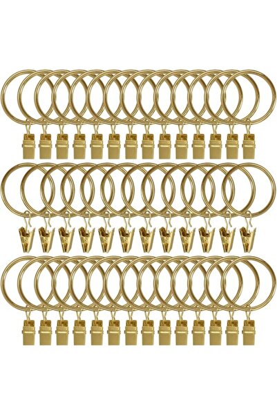 Morvena Picks Pachet de 40 de cleme pentru perdele din metal auriu cu inele ș...
