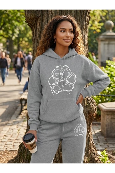 WOODROFFE Set de trening unisex cu glugă supradimensionată și imprimeu cu lab...