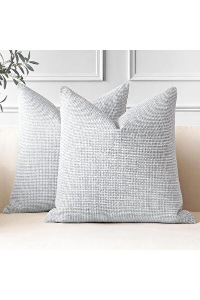 OTOSTAR Pack of 2 Throw Pillow Covers 20x20 Inch Linen Cream Pillowcases Farm...