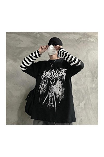 DEEFWEAR MINGALONDON gotička Harajuku moda krilati skelet prevelika unisex ma...