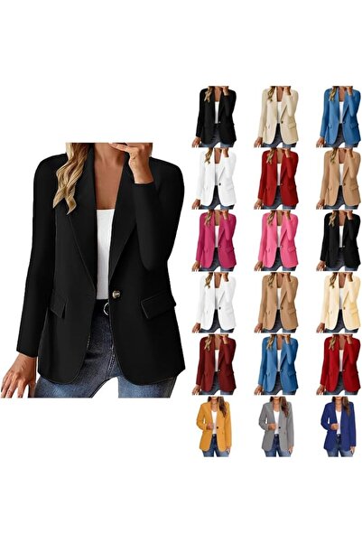 GENERAL Suit Jackets for Women Open Front Long Sleeve Formal Lapel Button Dow...