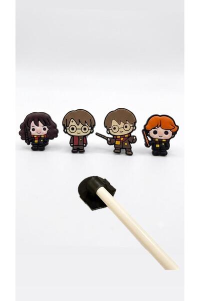 Buki'nin Atölyesi Figürlü Kurşun Kalem Başlığı Süsü 4 lü Set Harry Pother, Ha...