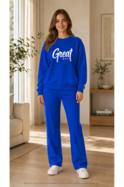 TREND EMMODA طقم بدلة رياضية نسائية من Great Day مكون من قطعتين/ سويت شيرت بر...