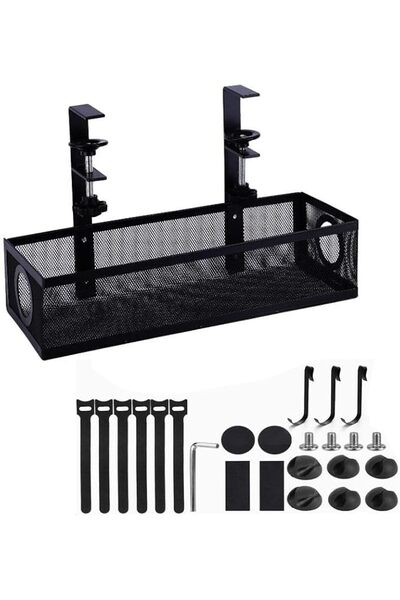 GENERAL Under Desk Cable Management Tray, No Drill Steel Desk Cord Organizers...