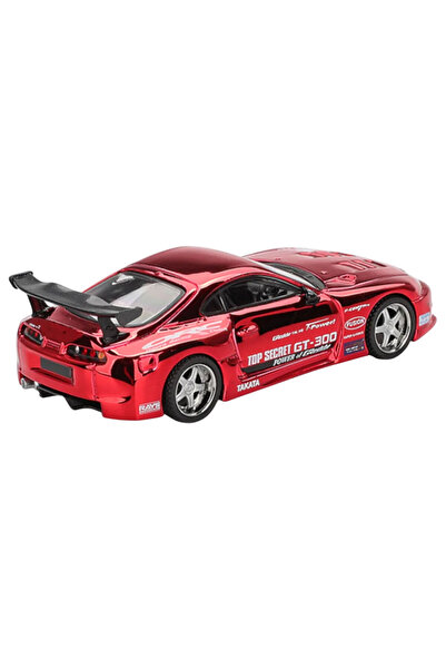 mini gt Toyota Supra A80 Top Secret GT‑300 '14 Kırmızı Krom – 1:64