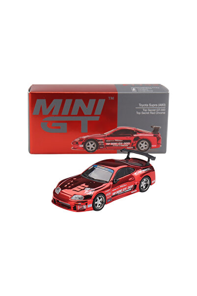 mini gt Toyota Supra A80 Top Secret GT‑300 '14 Kırmızı Krom – 1:64