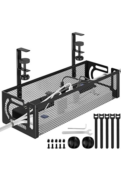 GENERAL Under Desk Cable Management Tray, No Drill Steel Desk Cable Organizer...