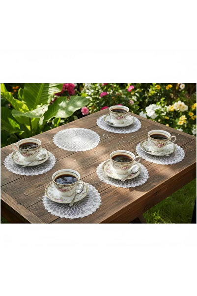 Generic Brand 6-Piece Lace Coffee Presentation Set 15X15 cm Assorted Patterne...