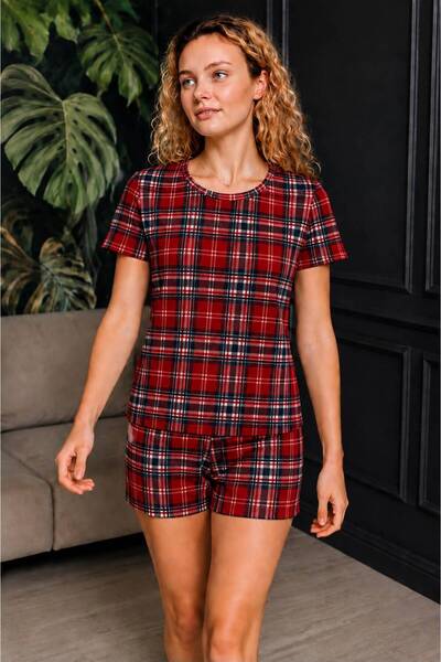 MODABOX Women's Patterned Shorts Pajama Set Short Sleeve T-Shirt and Shorts C...