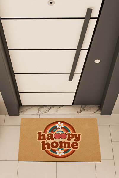 Dormot Deas Home, Digital Printing, Happy Home Colorful Pattern Themed, Door Mat