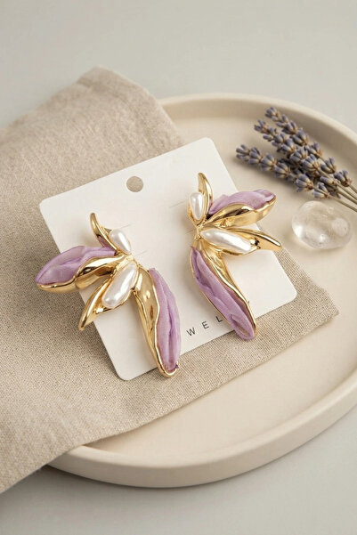 shopwave Purple Color Lotus Leaf Model Women's Earrings