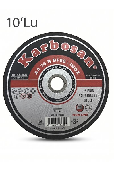 KARBOSAN Inox Kesme Taşı 180x1.9x22.23 10'lu
