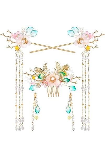 AZONEE Bridal Wedding Hair Pins, 5Pcs Crystal Rhinestone Pearl Hair Clips Hea...