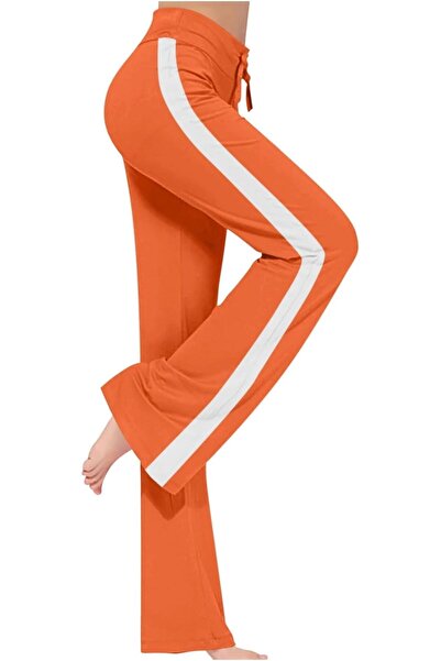 GENERAL Yoga Pants Women Side Striped High Waist Wide Leg Pants Athletic Casu...