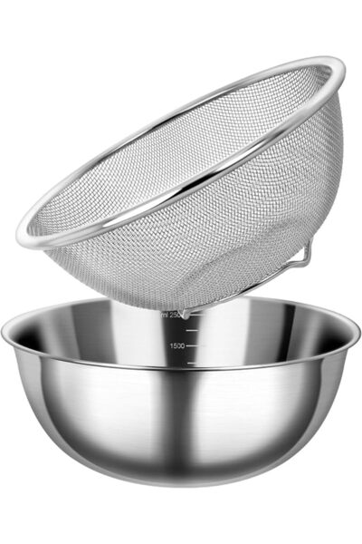 KASTWAVE 304 Stainless Steel Colander Strainer Mixing Bowl, Water Filter Bask...