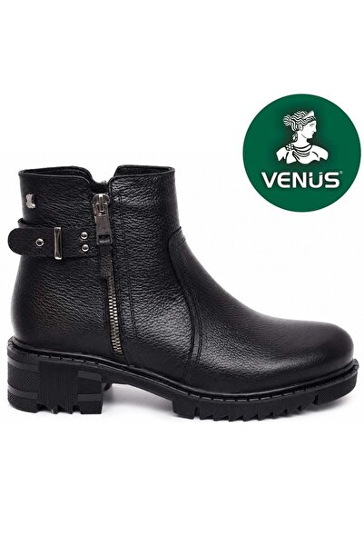 Venüs Huzey Genuine Leather Non-Slip Sole Orthopedic Women's Boots Black