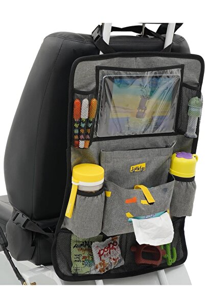 Jovikids Car Seat Organizer Grey – Backseat Storage with iPad Holder, Multipl...