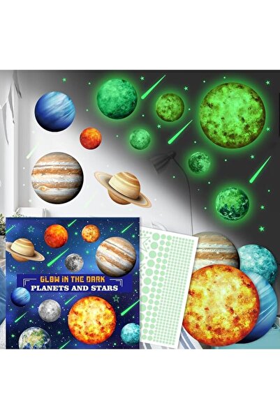 X SPRING Solar System Wall Stickers, 19Sheets Space-Themed Wall Decor for Kid...
