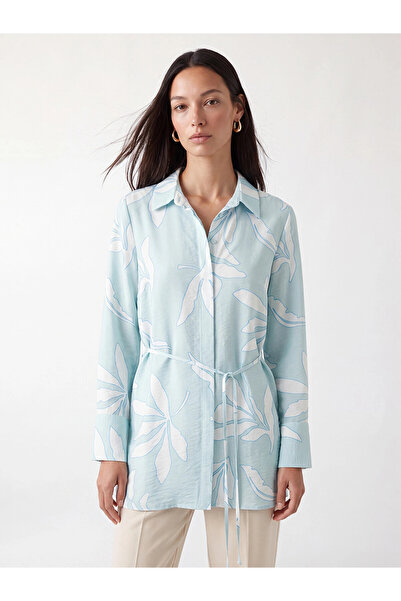 LC Waikiki Lcw Everyday Green Belted Patterned Women's Shirt Tunic