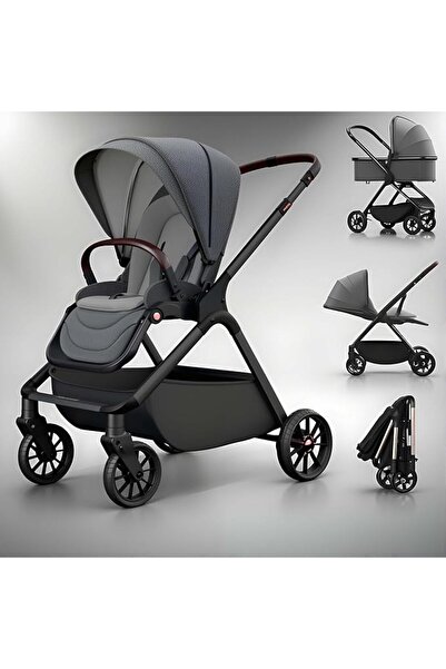 EDUTREE 3-in-1 Luxury Reversible Baby Stroller - Convertible & Foldable Trave...