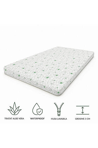 RALEX PUCIOASA Topper cu Spuma cu Memorie 5 cm Husa Microfibra Aloe Vera Deta...