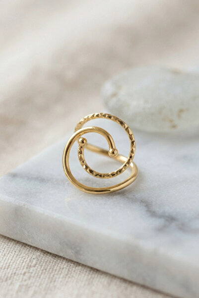 SORA GROUP Gold Color Geometric Double Hoop Ring