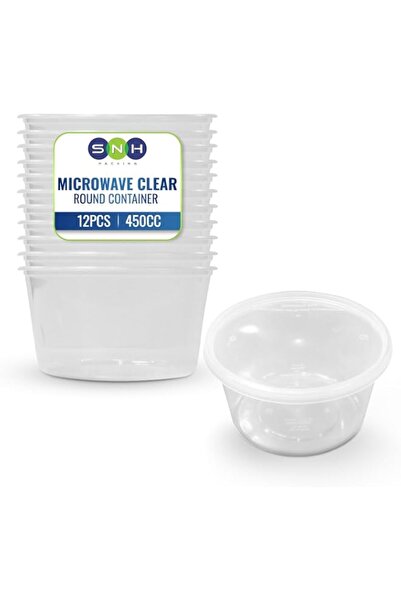 Generic Packing 12 Pack Clear Round 450cc Microwavable Food Plastic Container...