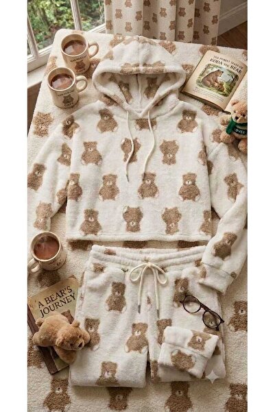 PEMBİŞ HOMEWEAR Supersoft Hooded Fleece Pajama Set