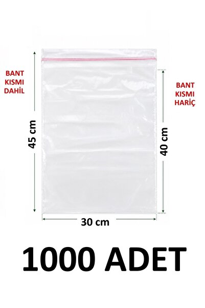 MTKardeşler 1000 Pieces 30X40+5 cm Transparent Nylon Bags with Polyethylene T...