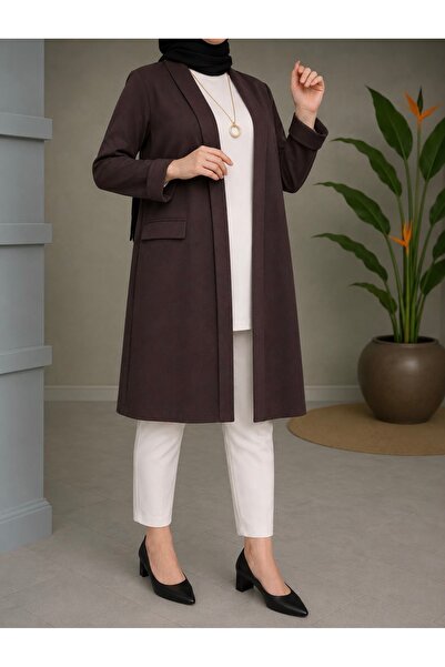 Heyya Women's Long Wearable Coat Black Brown