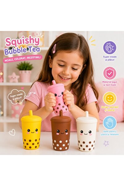 BaoBao Squishy Bubble Tea Antistres, 11 cm – Jucării moi, Culori diferite
