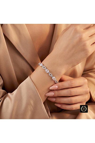 XUPING JEWELRY Vıp Seri 316L Çelik Gümüş Renk Oval Taşlı ve Halkalı Suyolu Bi...